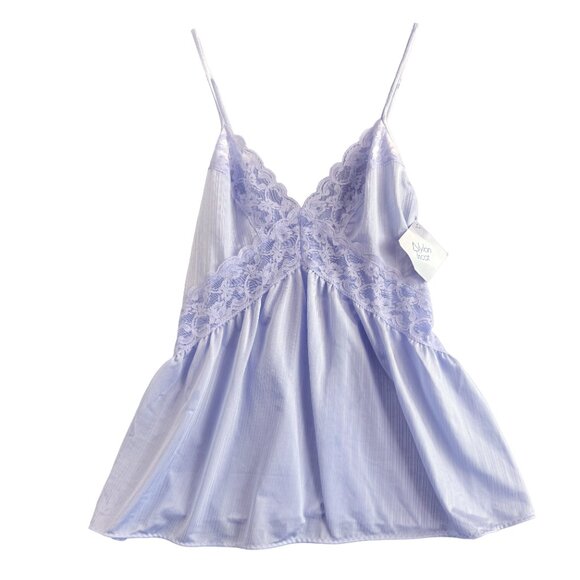 NWT Vintage Sears Blue Romantic Lace Nylon Tricot Cami Top Medium (12–14) - Picture 3 of 8